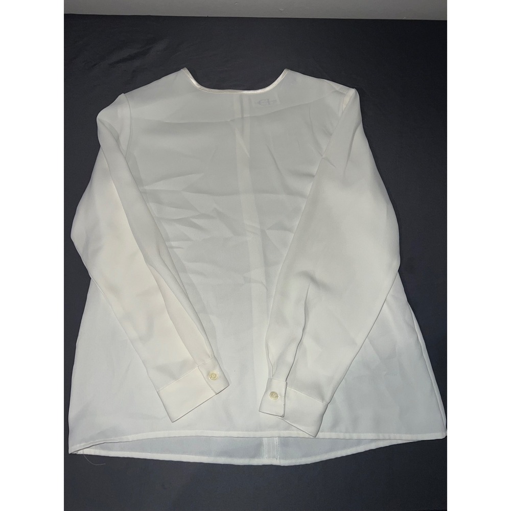 Cricket Lane Blouse Womens 12 White Long Sleeve Keyhole Back Office